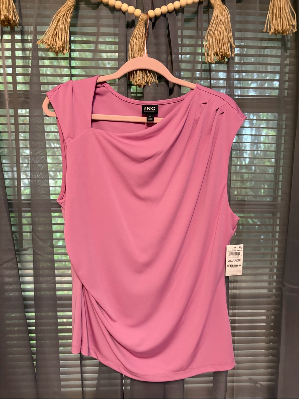 INC International Concepts Mauve Asymmetrical Draped Sleeveless Top